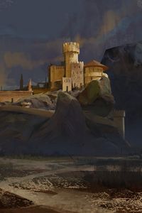 Preview wallpaper castle, fortress, rock, old, art