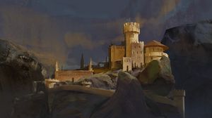 Preview wallpaper castle, fortress, rock, old, art