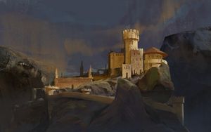 Preview wallpaper castle, fortress, rock, old, art