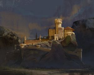 Preview wallpaper castle, fortress, rock, old, art