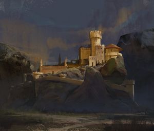 Preview wallpaper castle, fortress, rock, old, art
