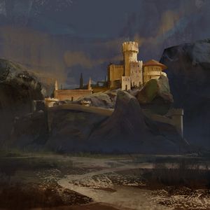 Preview wallpaper castle, fortress, rock, old, art