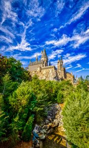 Preview wallpaper castle, fortress, rock, trees