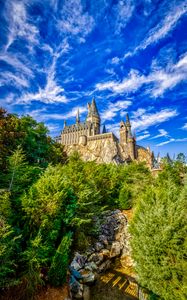 Preview wallpaper castle, fortress, rock, trees