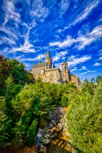 Preview wallpaper castle, fortress, rock, trees