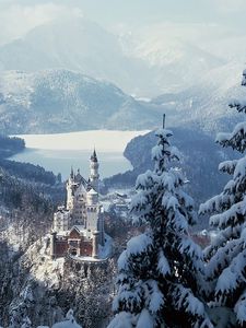 Preview wallpaper castle, germany, wood, mountains, solitude