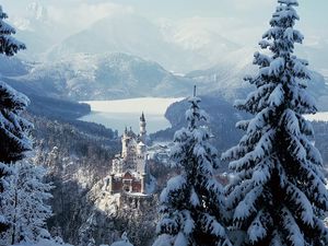 Preview wallpaper castle, germany, wood, mountains, solitude