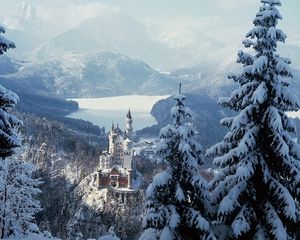 Preview wallpaper castle, germany, wood, mountains, solitude