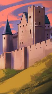 Preview wallpaper castle, hill, slope, art