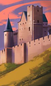 Preview wallpaper castle, hill, slope, art