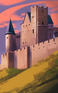 Preview wallpaper castle, hill, slope, art