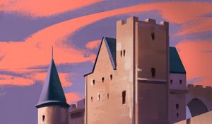 Preview wallpaper castle, hill, slope, art