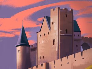 Preview wallpaper castle, hill, slope, art