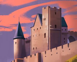 Preview wallpaper castle, hill, slope, art