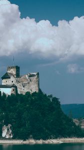 Preview wallpaper castle, hill, trees, sea