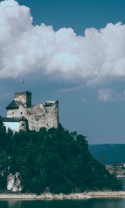 Preview wallpaper castle, hill, trees, sea