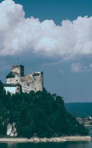 Preview wallpaper castle, hill, trees, sea