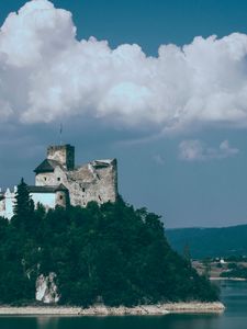 Preview wallpaper castle, hill, trees, sea