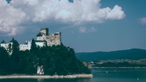 Preview wallpaper castle, hill, trees, sea