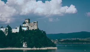 Preview wallpaper castle, hill, trees, sea