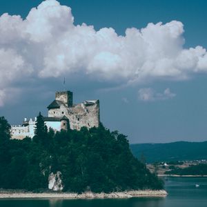 Preview wallpaper castle, hill, trees, sea