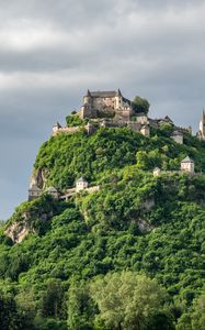 Preview wallpaper castle, hill, trees, nature, view