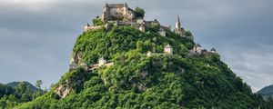 Preview wallpaper castle, hill, trees, nature, view