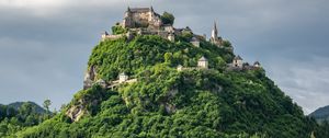 Preview wallpaper castle, hill, trees, nature, view