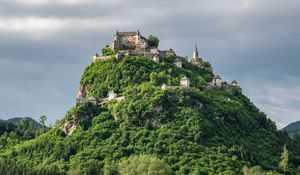 Preview wallpaper castle, hill, trees, nature, view