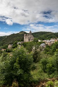 Preview wallpaper castle, hills, trees, bushes, nature