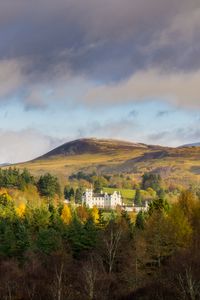 Preview wallpaper castle, hills, trees, forest, landscape