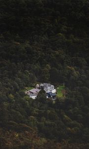 Preview wallpaper castle, homestead, view from above, forest