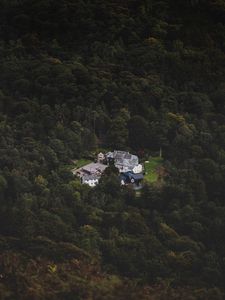 Preview wallpaper castle, homestead, view from above, forest