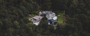 Preview wallpaper castle, homestead, view from above, forest