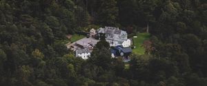 Preview wallpaper castle, homestead, view from above, forest