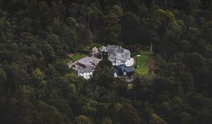 Preview wallpaper castle, homestead, view from above, forest