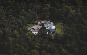 Preview wallpaper castle, homestead, view from above, forest