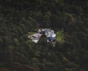 Preview wallpaper castle, homestead, view from above, forest