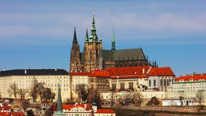 Preview wallpaper castle, houses, buildings, architecture, prague, city