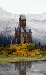 Preview wallpaper castle, landscape, art, autumn