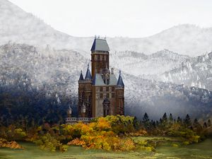 Preview wallpaper castle, landscape, art, autumn