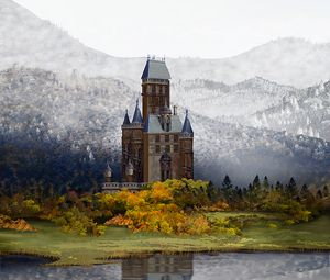 Preview wallpaper castle, landscape, art, autumn