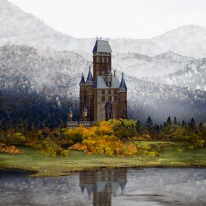 Preview wallpaper castle, landscape, art, autumn