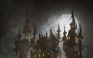 Preview wallpaper castle, moon, art