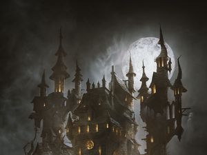Preview wallpaper castle, moon, art