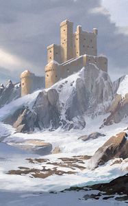 Preview wallpaper castle, mountains, snow, art