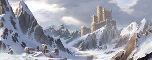 Preview wallpaper castle, mountains, snow, art