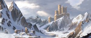 Preview wallpaper castle, mountains, snow, art