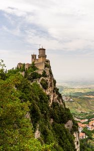 Preview wallpaper castle, rock, bushes
