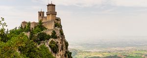 Preview wallpaper castle, rock, bushes